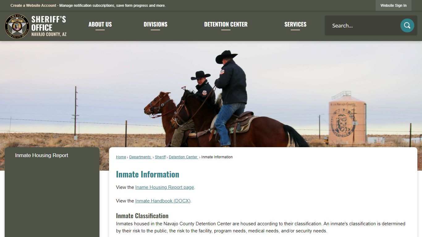 Inmate Information | Navajo County, AZ